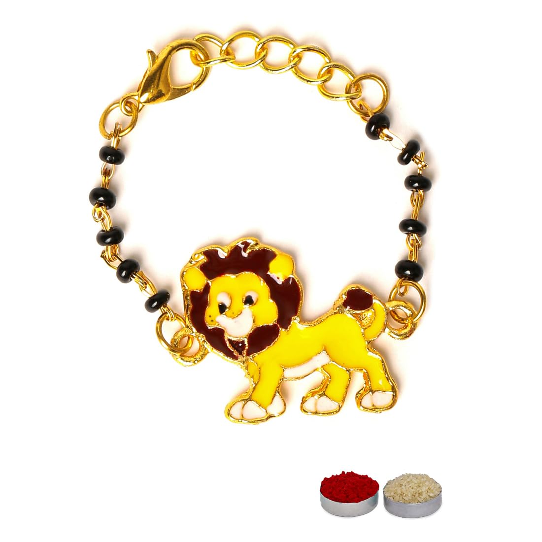 El Regalo Kids Nazaria Rakhi for Little Brother - Cute Chrams Nazaria Rakhis for Babies/Toddlers with shagun, Rakhi Message Card in Rakhi Gift Box (Lion)
