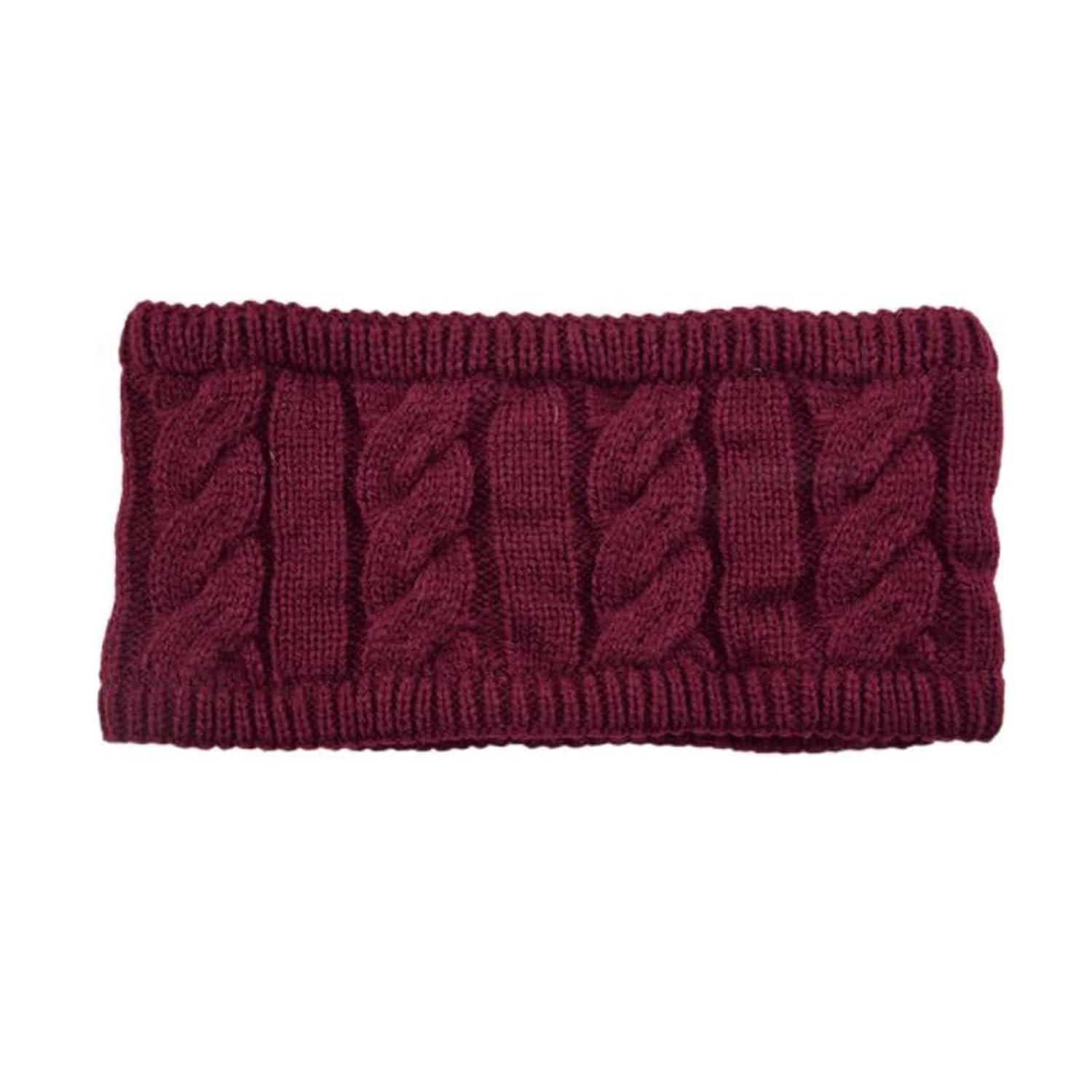 El Regalo 1 PC Winter Knitted Fleece Warm Unisex Headbands for Men & Women- Ear Warmer Headband Hair Band Wool Head Wraps Winter Unisex Ear Warmers (Plum Red)