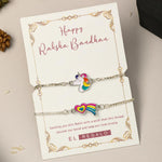 El Regalo 2 PCs Cute Kids Fancy Bracelet Rakhis Set - Beautiful 2 Kids Rakhis Combo with Roli Chawal, Rakhi Message Card in Rakhi Gift Box for Little Brother/Niece/Nephew (Unicorn & Rainbow Heart)