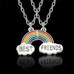 El Regalo Unisex Rainbow 2 PCs Best Friend Pendant Necklace for Besties | Gift for Friends/Siblings/Couples