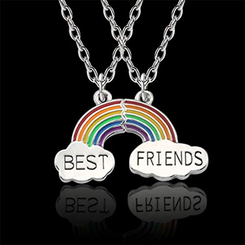 El Regalo Unisex Rainbow 2 PCs Best Friend Pendant Necklace for Besties | Gift for Friends/Siblings/Couples