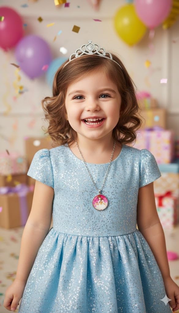 El Regalo Enchanted Tales Princess Pendant Necklace for Girls & Toddlers - Magical Character Jewelry for Birthdays, Parties & Gifting (Style-23)