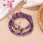 El Regalo 2PCs Natural Crystals Butterfly Bracelets Set- Real Crystals Healing Stones Bracelet Combo for Women (Purple Amethyst)