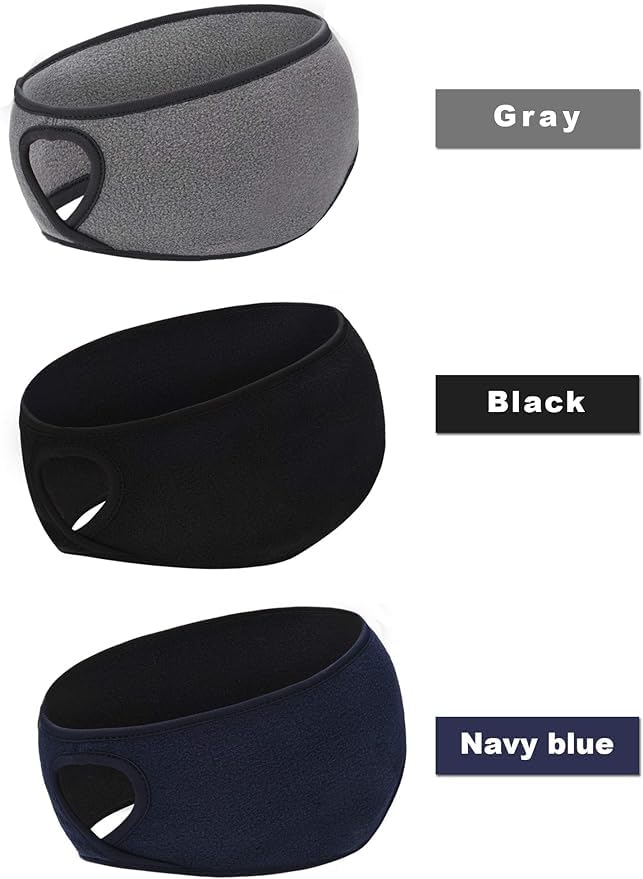 El Regalo 2 PCs Winter Fleece Ponytail Headbands- Ear Warmer/Earmuff Headbands with Ponytail for Men, Women, Girls, Boys Fleece Ear Warmers Headband for Cold Weather Ski Yoga (Blue & Blue)