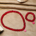 El Regalo 2 PCs Shiny Crackled Beads Kids Girls Necklace & Bracelet Jewelry Sets - Cute Kids Charms Jewelry with Sparkly Beads for Kids/Toddlers Girls (Smily Jewelry Set)
