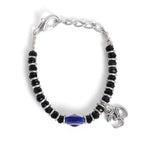 El Regalo 1st Rakhi for Baby Brother - 925Silver Plated Cute Charms Evil Eye Nazaria Rakhi with shagun, Rakhi Message Card in Rakhi Gift Box for Kids/Babies/Toddlers (OM Evil Eye Nazaria Rakhi)