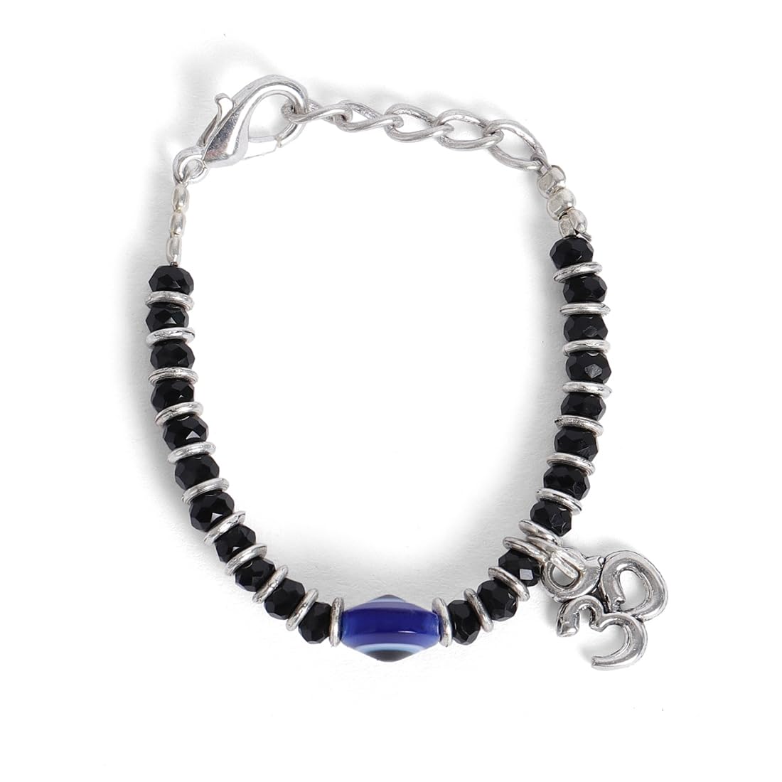 El Regalo 1st Rakhi for Baby Brother - 925Silver Plated Cute Charms Evil Eye Nazaria Rakhi with shagun, Rakhi Message Card in Rakhi Gift Box for Kids/Babies/Toddlers (OM Evil Eye Nazaria Rakhi)