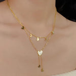 El Regalo Stainless Steel Double Layered Tassel Love Hearts Necklace for Girls & Women- Anti Tarnish, Elegant, Waterproof Hearts Necklace