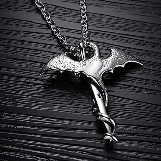El Regalo Hip Hop Creative Sword Wing Dragon Pendant Chain Necklace for Boys/Men (Silver Sword)