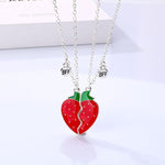 El Regalo Girls 2PCs BFF Best Friend Fruits Pendant Necklaces Set- Cute Strawberry, Pineapple Necklaces Magnetic Pendant BFF Gifts Necklace Best Friends Necklace (Red Strawberry)
