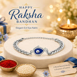 El Regalo Unisex-Adult 1Pc Cz Evil Eye Stainless Steel Rakhi For Brother - Anti Tarnish/No Rust/Waterproof Evil Eye Designer Rakhi With Roli Chawal, Rakhi Message Card In Rakhi Gift Box (Option-1)