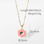 El Regalo 2 PCs Yin Yang Pendant Necklaces- Enamel Yin Yang Heart Flower Colorful Necklaces for Best Friends/Couple/Besties (Set-3)