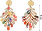 El Regalo Acrylic Leopard Print Eardrop Dangler Fashion Leaf Earrings for Women & Girls