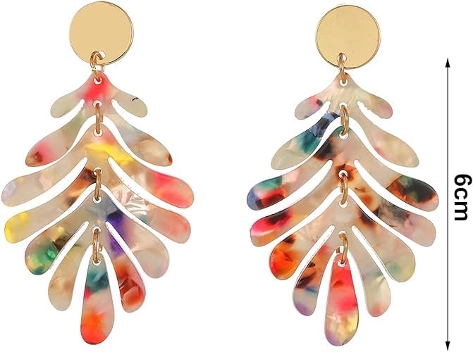 El Regalo Acrylic Leopard Print Eardrop Dangler Fashion Leaf Earrings for Women & Girls