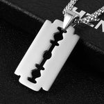 El Regalo 1 PC Men's Stainless Steel Necklace for Boys/Men- Gift for Him- Razor, Rings, Football, Cross (Razor)