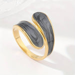 El Regalo Stainless Steel Oil Drip Enamel Finger Ring for Girls & Women- Fancy, Contemporary Adjustable Irregular Finger Rings (Gun Black)