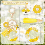 El Regalo Personalized Name Initials Natural Flowers & Bee Charm Keychain - Custom Letter Keyring with Daisy Flower & Honey Bee Pendant, Purse, Bag, Backpack Accessory (Letter C)