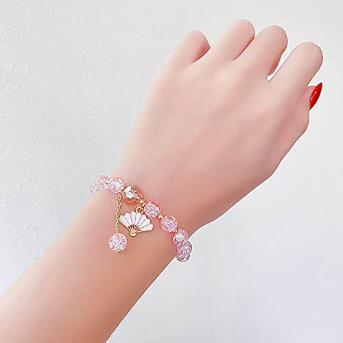 El Regalo 3PCs Opal Stone, Crystal Beads Tassel Bracelet With Cute Enamel Charms Star, Shell, Rainbow, Flowers, Swan, Pearls etc. for Kids/Girls/Teens/Women (Option-5)