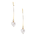 El Regalo 2 Pairs Pearls Earrings - Drop and Heart Pearls Dangle Golden Brass Earrings for Girls & Women