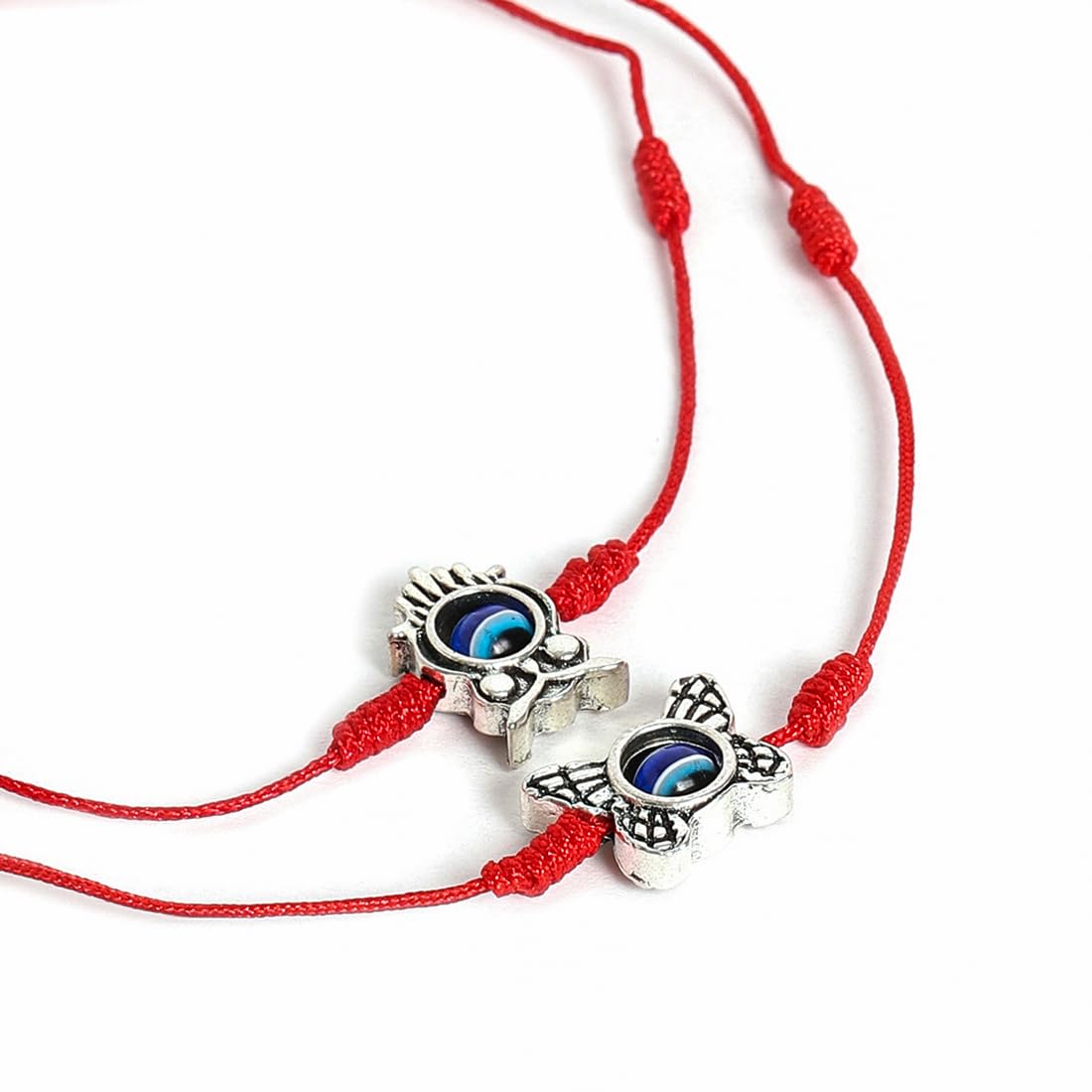 El Regalo 2PCs Evil Eye Rakhi Combo Set for Bhai-Bhabhi or Bhai-Bhatija/Bhatiji- 2 Evil Eye Rakhis with Roli Chanwal, Rakhi Card in Rakhi Gift Box (Option-8)
