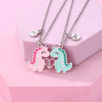 El Regalo 2 PCs BFF Best Friend Forever Split Magnetic Matching Unisex Pendant Necklaces Set- Friendship Necklaces Set for Besties/Best Friends/Soul Sisters (BFF Dinosaurs Necklaces Set)