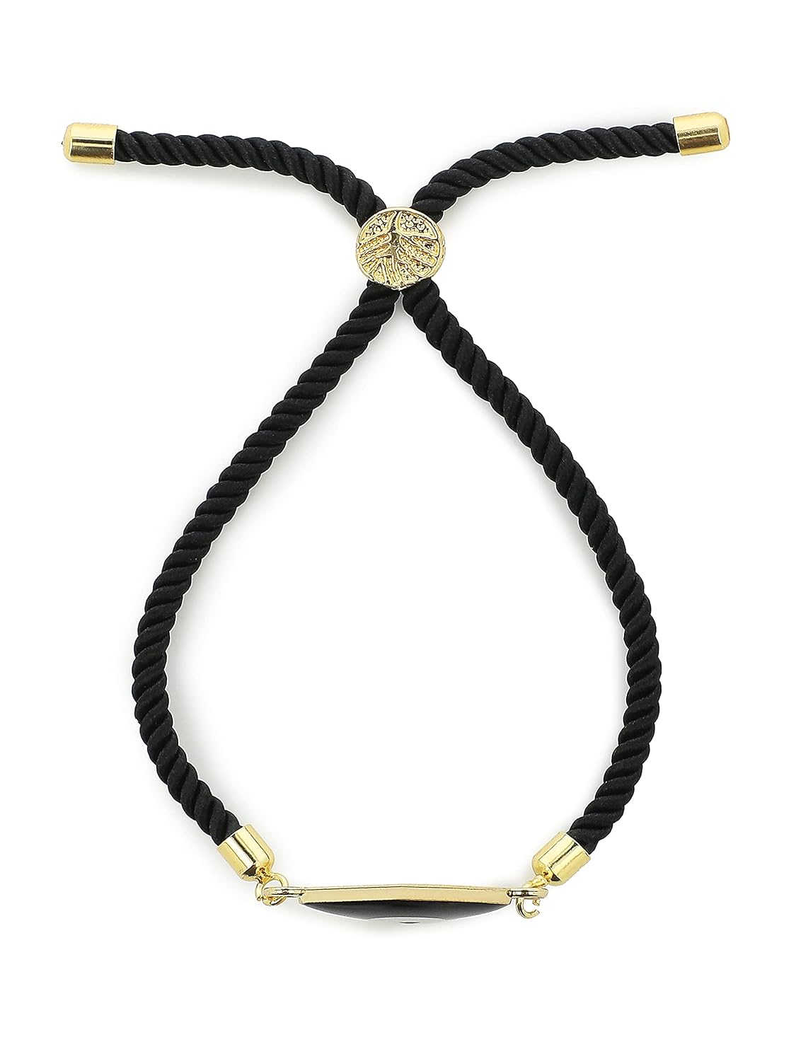 El Regalo Evil Eye Unisex Bracelet- Fancy Evil Eye Enameled Gold Plated Rope Adjustable Bracelet for Kids/Girls/Boys/Men/Women (Black Evil Eye)