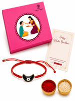 El Regalo Evil Eye Bracelet Rakhi for Brother with Roli Chawal in Gift Box (Red with Blue Evil Eye)