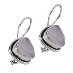 El Regalo 925 Silver Plated with Rose Quartz Antique Earrings for Women, Silver