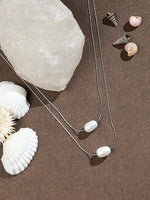 El Regalo Sleek & Elegant Stainless Steel Double Layered Pearls Necklace for Girls/Women - Minimalist Anti Tarnish Jewelry - Timeless & Trendy Design