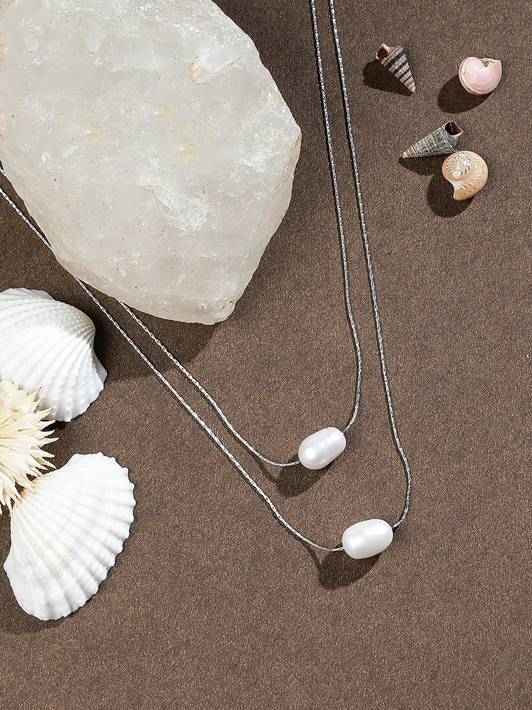 El Regalo Sleek & Elegant Stainless Steel Double Layered Pearls Necklace for Girls/Women - Minimalist Anti Tarnish Jewelry - Timeless & Trendy Design