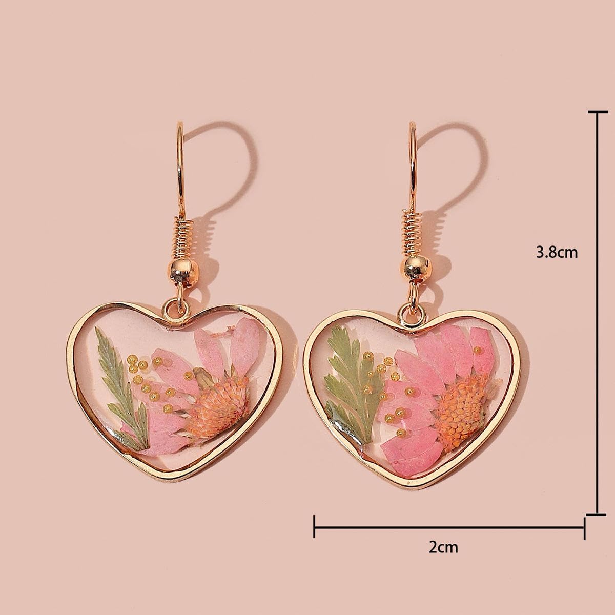 El Regalo Beautiful Transparent Heart Dried Flower Earrings for Women | Handmade Real Dried Floral Resin Dangle Earrings | Lightweight Bohemian Style Camellia Flower Earrings | Elegant Jewelry Gift (style-2)