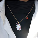 El Regalo 1PCs Enamel Pony/Unicorn Heart Pendant Necklaces for Kids/Girls/Teens | Unicorn Jewelry for Unicorn Theme Party
