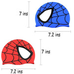 El Regalo Kids Spiderman Swimming Caps for Girls & Boys - Silicone Swimming Hat for Girls Boys Waterproof Bathing Caps for Long & Short Hair (Blue Spiderman Cap)