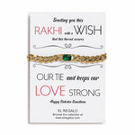 El Regalo 1 PC Stainless Steel Cuban Chain Bracelets Rakhi for Brother | 1 PC Anti Tarnish Stone Bracelet Rakhi with Roli- Chanwal, Message Card in Rakhi Gift Box for Bhai/Bhaiya (Green Stone Rakhi)