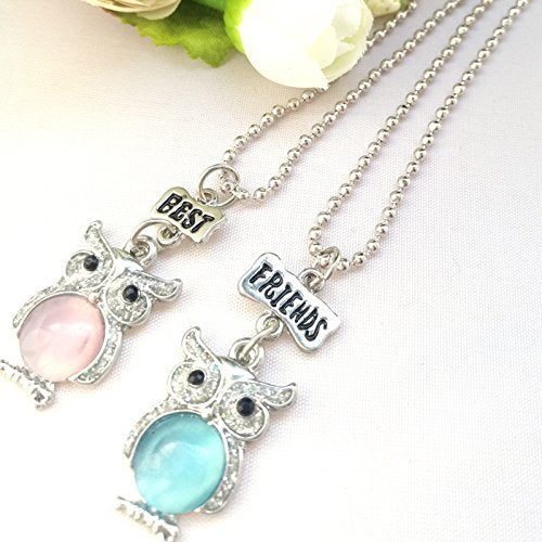 El Regalo 2 PCs Best Friends Owls Charm Unisex Necklaces | Friendship Jewelry for Girls & Boys