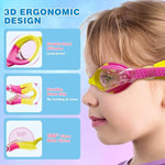 El Regalo Kids Swim Goggles Clear Wide Vision Swimming Goggles Anti Fog Kids Pool Goggles Silicone Frame Children Goggles (upto 9 years old kids) (Magenta)