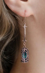 El Regalo Vintage Revival Emerald Green Dangle Earrings for Women- Octagon Simulated Emerald Cubic Zirconia Drop Earrings Wedding Banquets Jewelry