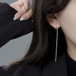 El Regalo Women's & Girl's Minimalist Threader Earrings- Unique & Elegant Sui Dhaga Threader Earrings (Gold)
