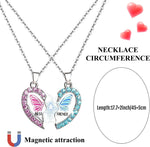 El Regalo 2 Pcs Bff Best Friend Forever Split Magnetic Matching Pendant Necklaces Set- Heart, Flower, Swan, Mermaid, Unicorn Pendant Friendship Necklaces (Pink & Blue Butterfly, Girls)