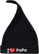 El Regalo 2 PCs I Love Papa/I Love Mama Soft Beanie Knot Unisex Caps for Babies Girls/Boys - Autumn- Spring Newborn Cozy Hat Knot Infant Hat (Black Mama-Papa)