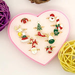 El Regalo 12 Pcs Christmas Adjustable Rings Set for Kids/Girls/Teens/Women | Cute Xmas Party Favour Rings with Heart Gift Box | Santa, Reindeer, Christmas Tree, Snowman, Candy Cane, Wreath Designs