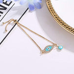 El Regalo Fashion Lucky Evil Eye Adjustable String Bracelet | Protection & Good Luck Chain Bracelets for Girls & Women (Light Blue)