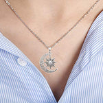 El Regalo Sun Crescent Moon Necklace- Vintage Gothic Sun Moon Pendant Neckalce for Women Girls Statement Jewelry Gifts (Crescent Moon Sun with Chain)