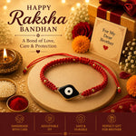 El Regalo Evil Eye Bracelet Rakhi for Brother with Roli Chawal in Gift Box (Red)
