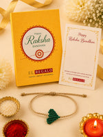 El Regalo Simple Heart Bracelet Rakhi for Brother - Handwoven Adjustable Macrame Rakhi with Roli Chawal | Minimalist Rakshabandhan Bracelet for Bhai in Elegant Rakshabandhan Box (Green)