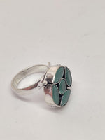 El Regalo 1 PC Finger Ring for Girls & Women- Vintage Silver Plated Stones Studded Adjustable Finger Rings (Sea Green)