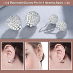 El Regalo 3-in-1 Front Back Crystal Ball Earrings - Sparkly Disco Shamballa Ball Earrings for Girls & Women - Double Sided Earrings with Versatile Style for Any Occasion