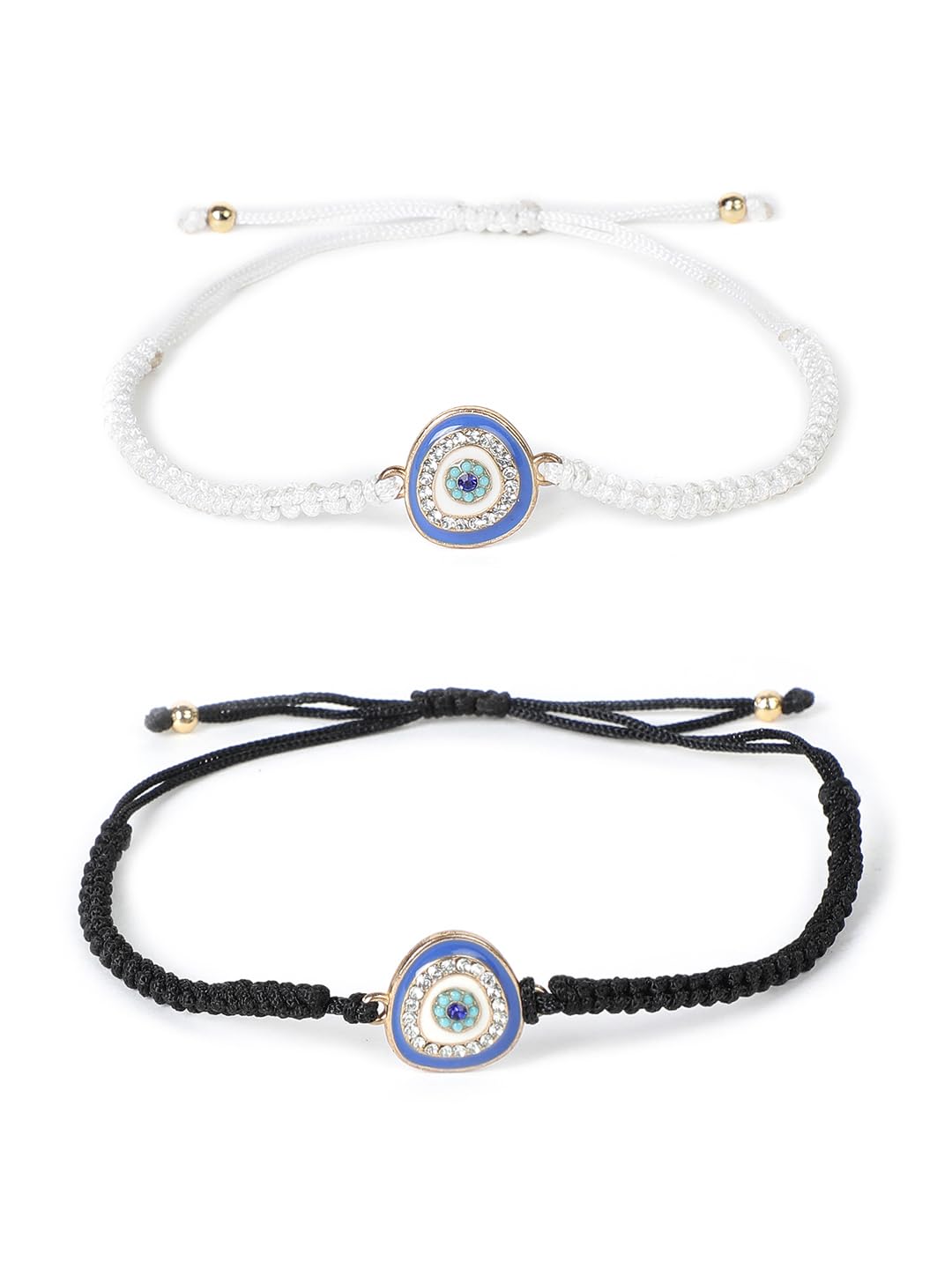 El Regalo 2 PCs Evil Eye Hamsa Hand Couple Rakhi Set for Bhaiya & Bhabhi- Bhaiya Bhabhi Rakhi Combo with Roli Chawal, Rakhi Message Card in Rakhi Gift Box (Option-5)
