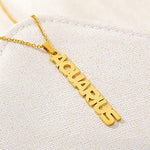 El Regalo 1PC Stainless Steel Zodiac Sign Unisex Pendant Necklace- Anti Tarnish 12 Vertical Zodiac Name Necklaces Horoscope Birth Star Sign (Aquarius)