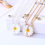 El Regalo 2 Pcs Bff Best Friend Forever Split Magnetic Matching Pendant Necklaces Set- Heart, Flower, Swan Etc Pendant Friendship Necklaces For Girls (Bf Flower Gold)